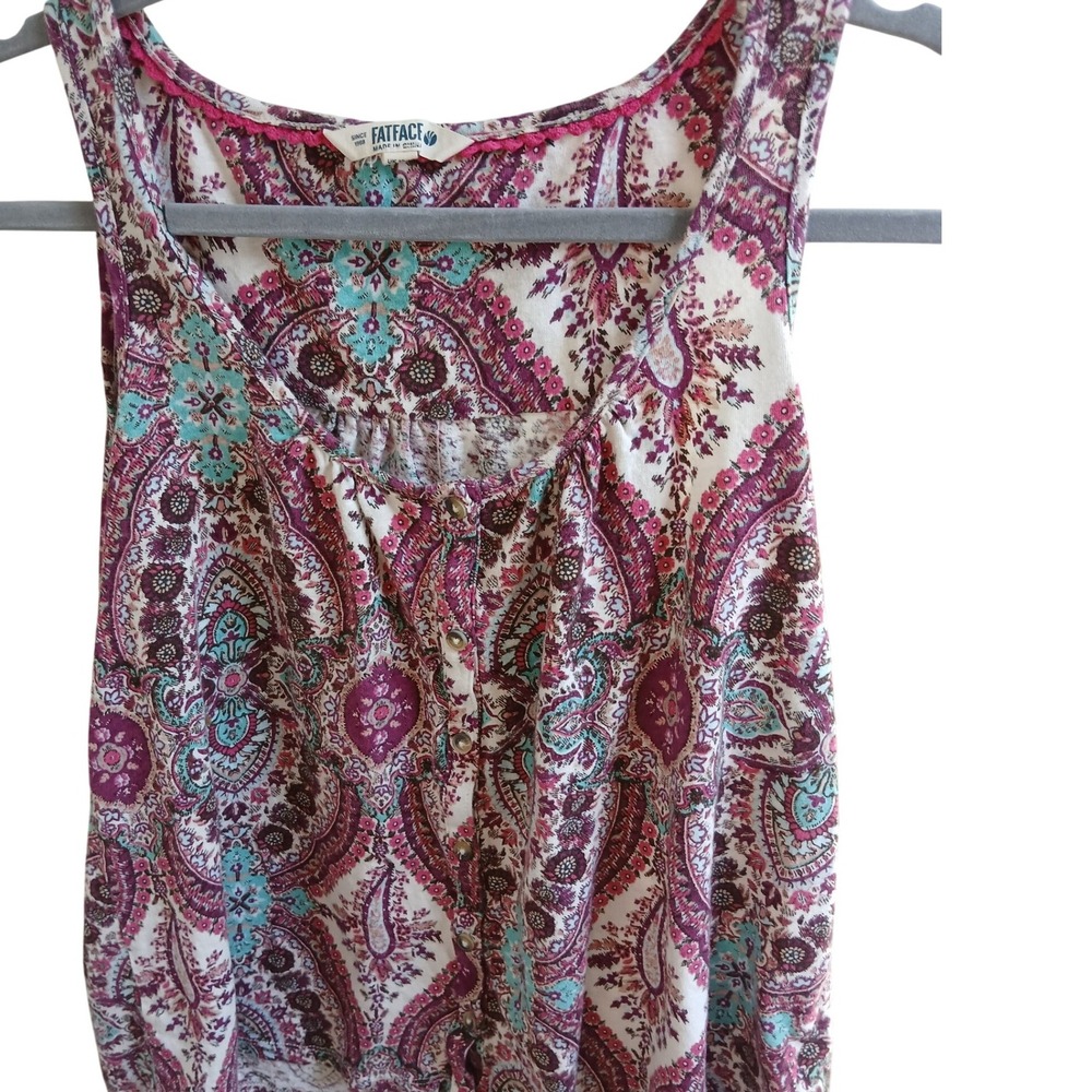 Fat Face Women's Paisley Sleeveless‎ Tank Top Blouse Size 6